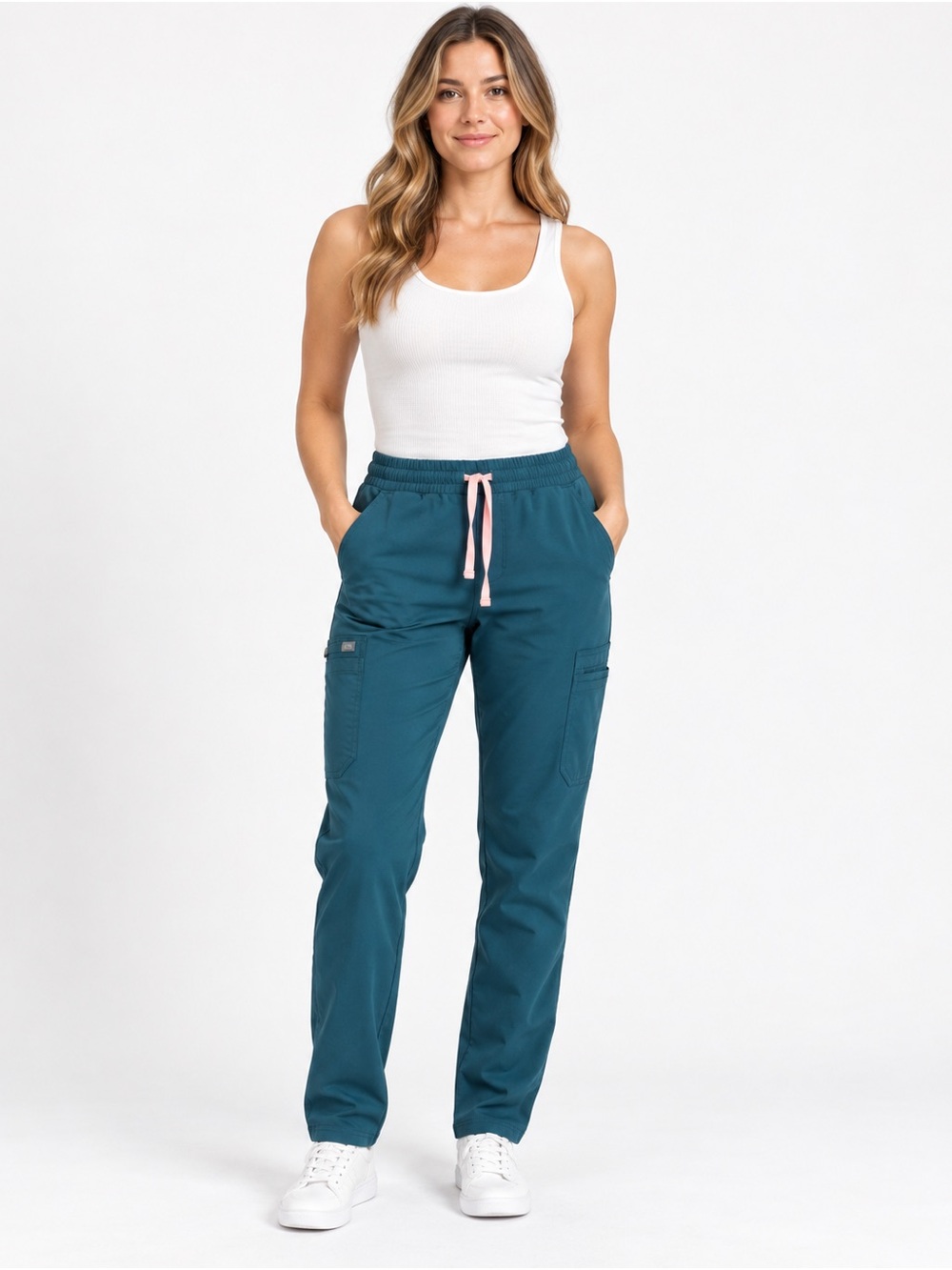 FIGS Technical Collection Scrub Pants Caribbean Blue Large Tall L/T
